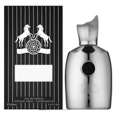 Zilveren metallic parfumfles met bijpassend doos voor Al Hambra Parfum Perseus